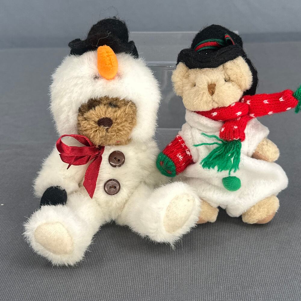 VTG Ganz Wee Bear Village Snowman Bear Pair Plush 1995 Kurt S Adler Christmas